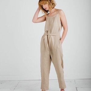 NWT OffOn Handmade Beige Linen Jumpsuit